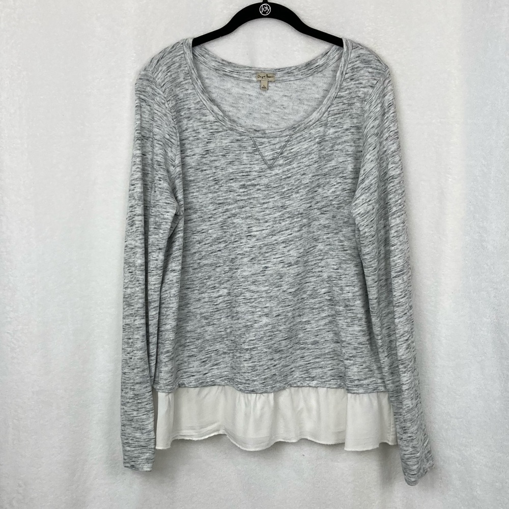 Chip & Pepper Women’s Heather Gray Sweatshirt Ruffle Hem Tunic Top sz Large